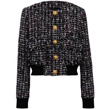 Balmain Ladies' Black Tweed Button Jacket, Size M