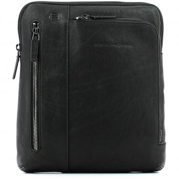 Piquadro Black Leather Shoulder Bag for iPad Air/Pro 9.7