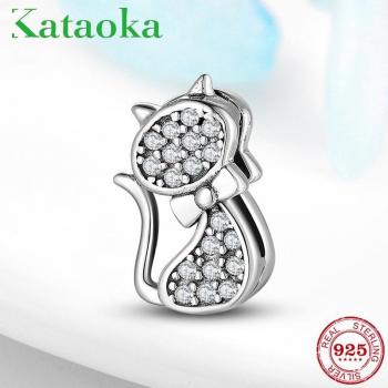 925 Silver Cat Clip Bead for Jewelry