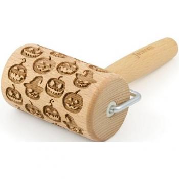 Mini‑Kürbis‑Teigroller Folkroll – 3D‑Design aus Buchenholz (L: 9,5 cm)