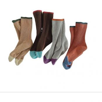 Combed Cotton Autumn Retro Socks for Kids 4 Pairs Boys Girls
