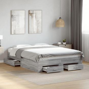 VidaXL Bed Frame with Drawers Grey Sonoma 140x190 cm