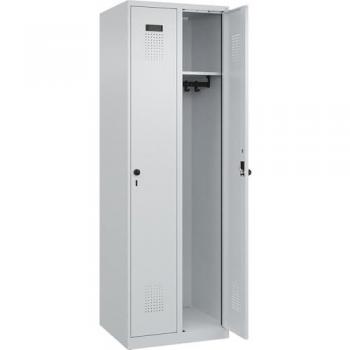 Evolo Plus C+P vestiaire, 2 compartiments, charnières droites, poignée tournante, L 600 × P 500 × H 185