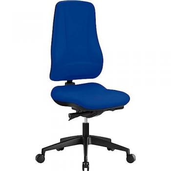 Chaise ergonomique LEANOS V KOMFORT, mécanisme synchrone, sans accoudoirs, dossier haut, rouleau de genoux, bleu/noir
