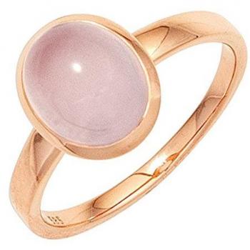 JOBO Goldring Damen 585 Rotgold 1 Rosenquarz rosa Größe 56