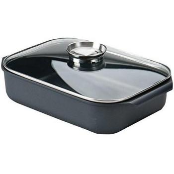 Krüger Aluguss Viereckbräter Delt 21334 D mit Glasdeckel, schwarz Alubräter NEU