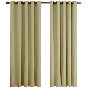 Deconovo Verdunkelungsösen Gardine 229x168 cm Beige 2er Set
