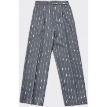 Gray Loose Pinstripe Trousers for Men
