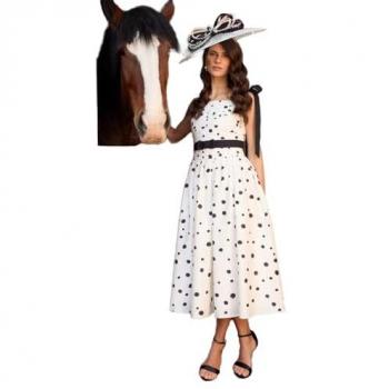 Coast Lisa Tan Mid-Length Dress with Bow Accent