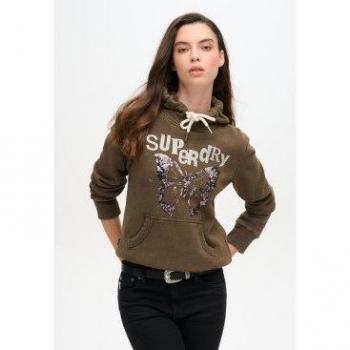 Sudadera verde con estampado gráfico para mujer Superdry