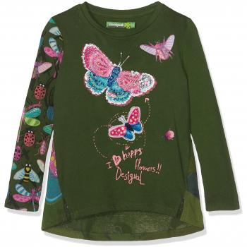 Desigual Camisa Manga Larga Niña, Verde (Avocado 4124), Talla 128
