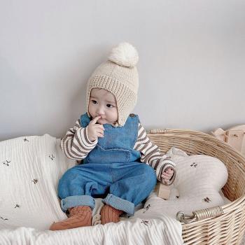 Combinaison automne en denim pour enfants 0-5 ans, manches, poche cœur
