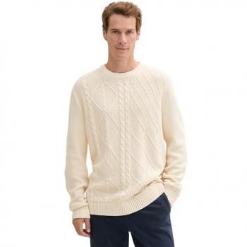 Tom Tailor Regular Fit Strickpullover mit Zopfmuster und gerippten Abschlüssen, Größe XXL