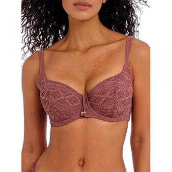 Haut de maillot de bain Sweetheart Marron, coupe ajustée – Freya