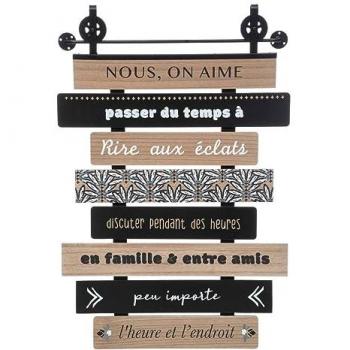 Déco murale à poulie Jim en bois et métal