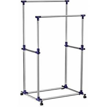 SONGMICS Portant à vêtement avec étagère à chaussures, Bleu