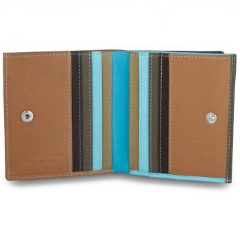 DUDU Portafoglio RFID di pelle multicolore porta carte e monete Marrone scuro