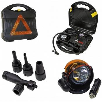 Compressore D'aria per Auto e Moto 12V con Manometro e Triangolo di Emergenza