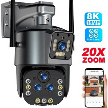 SmartHome 8K IP‑Sicherheitskamera mit 16 MP, 20× Zoom, 360° PTZ, WLAN, AU-Stecker