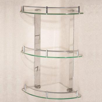 3-Tier Glass Corner Shower Rack 20x20cm