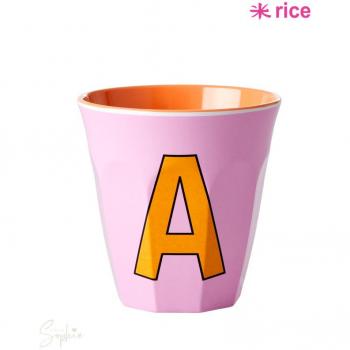 Rice Tasse 30 cl Rose lettre A en mélamine