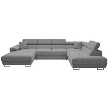 Sofá rinconero Comfivo S103, gris, con función de descanso, 346x203x70cm, Caja de ropa de cama