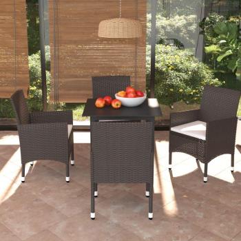 VidaXL 5-tlg. Garten-Essgruppe aus Poly Rattan mit Kissen