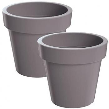 Macetas de plástico Lofly gris 2 piezas 24,5 cm