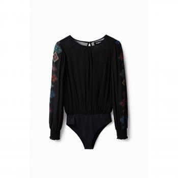 Desigual Female Body, Black, Long Sleeve, Wide Neckline, Size M