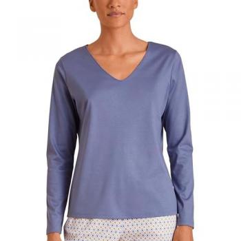 CALIDA Violettes Langarmshirt mit V-Ausschnitt
