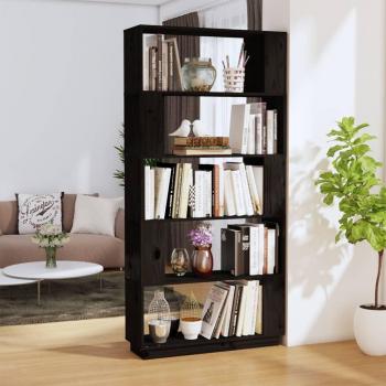 VidaXL Bookshelf/Room Divider Black 80x25x163.5 cm Solid Pine
