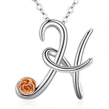Collier H Alphabet Cursif Argent Sterling