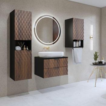Conjunto de Mueble Bajo Lavabo Nevia 60 cm en Madera y Negro