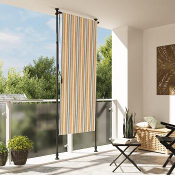 Parasol roulant d'extérieur jaune/blanc 1 m × 2,7 m – tissu renforcé en acier