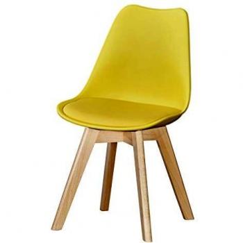 Casa Collection Set di 4 Sedie Design Scandinavo con Cuscino in Ecopelle Disponibile in Giallo e 3 Altri Colori