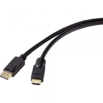 Câble Renkforce DisplayPort → HDMI (Fiche mâle DP / HDMI‑A) – 20 m – Noir – Contacts dorés