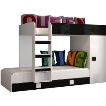 Letto Castello Bianco Nero Toledo 203,3×106,6 cm