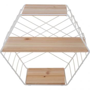Hexagonal Wall Display Shelf with Iron and Wood