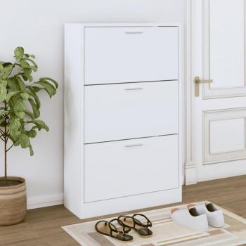 Día y Noche Mueble zapatero de madera contrachapada blanco