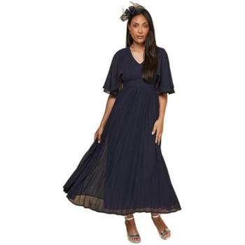 Navy Capeslee Pleated Midi Dress for Women (Size 14)