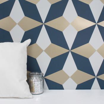 Papier peint géométrique chic bleu