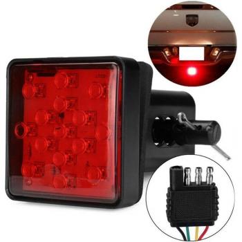 Enganche de Remolque con Luz de Freno LED Roja, 15 LEDs, 2 Pulgadas, 12V