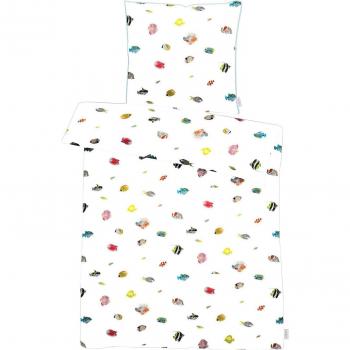 Apelt Mako‑Satin Bettwäsche „Küsten‑Eleganz“ – 135 × 200 cm & 80 × 80 cm (weiß/bunt)