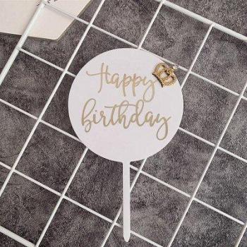 Crown Happy Birthday Cake Topper
