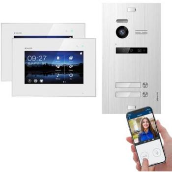 Balter EVO SILVER Video‑Türsprechanlage 7‑WiFi Monitor 2‑Draht BUS für 2‑Familienhaus