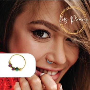 Nasenspange 18K Gelbgold veredelt mit Porzellanperlen 8mm