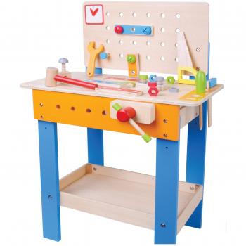 Mini Carpenter's Play Workbench with Toy Tools and Accessories (28-item set)