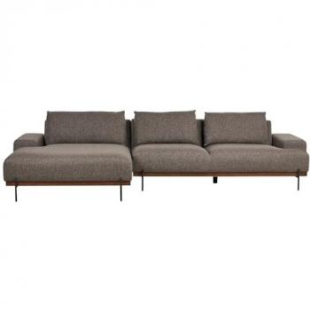 Beliani Mariferd – Canapé d’angle minimaliste 3 places, tissu marron et pieds métalliques – droite