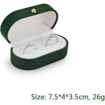 Caja Compacta de Terciopelo para Anillos Dobles y Pulseras