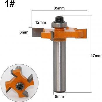 Caña T‑Fresa 8 mm con Ranura, Cojinete Alto – Broca Madera y Carpintería
